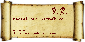 Varsányi Richárd névjegykártya